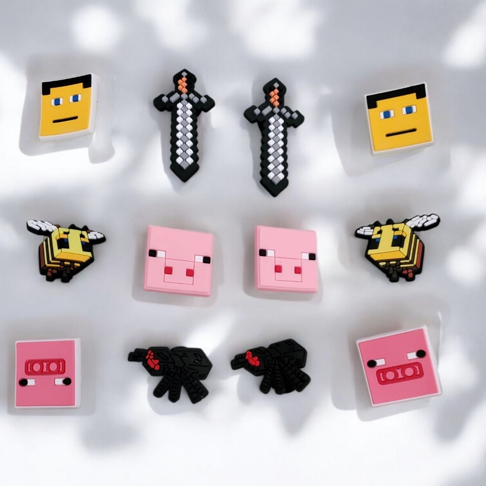 Minecraft Inspired Croc Charms | Gamer Shoe Charms | Steve Creeper Alex Jibbitz